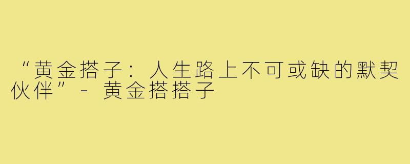 “黄金搭子:人生路上不可或缺的默契伙伴”-黄金搭搭子