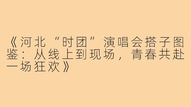 《河北“时团”演唱会搭子图鉴：从线上到现场，青春共赴一场狂欢》