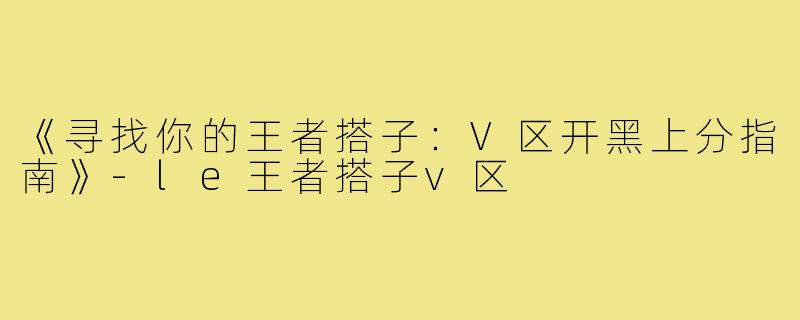 《寻找你的王者搭子：V区开黑上分指南》-le王者搭子v区