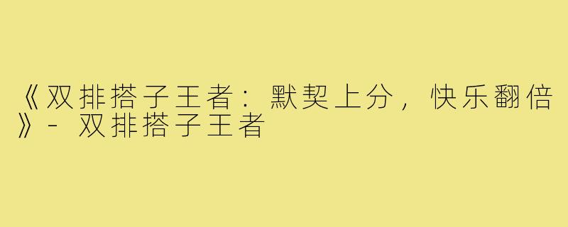 《双排搭子王者：默契上分，快乐翻倍》