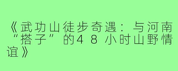 《武功山徒步奇遇：与河南“搭子”的48小时山野情谊》