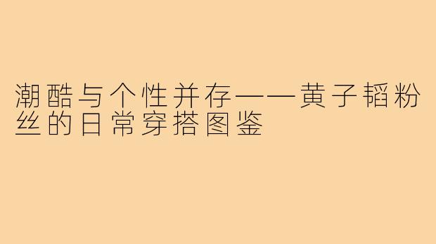 潮酷与个性并存——黄子韬粉丝的日常穿搭图鉴