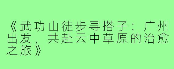 《武功山徒步寻搭子：广州出发，共赴云中草原的治愈之旅》