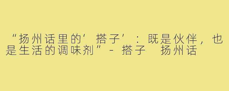 “扬州话里的‘搭子’:既是伙伴,也是生活的调味剂”-搭子 扬州话