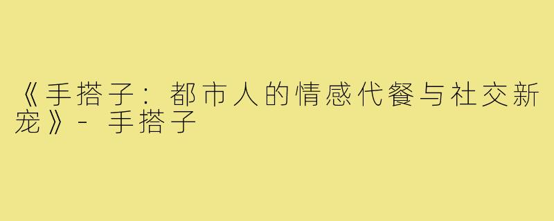 《手搭子:都市人的情感代餐与社交新宠》-手搭子