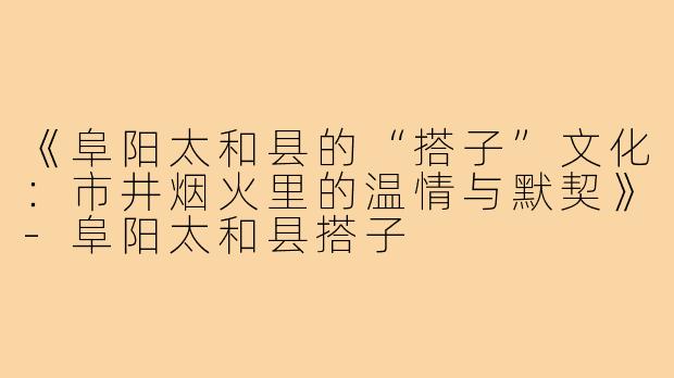 《阜阳太和县的“搭子”文化：市井烟火里的温情与默契》-阜阳太和县搭子