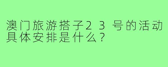 澳门旅游搭子23号的活动具体安排是什么？