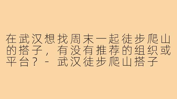 在武汉想找周末一起徒步爬山的搭子,有没有推荐的组织或平台?-武汉徒步爬山搭子