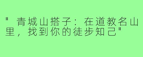 "青城山搭子：在道教名山里，找到你的徒步知己"