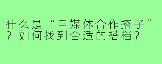 什么是“自媒体合作搭子”？如何找到合适的搭档？