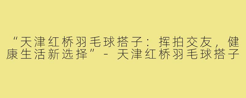 “天津红桥羽毛球搭子:挥拍交友,健康生活新选择”-天津红桥羽毛球搭子