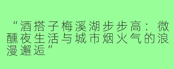 “酒搭子梅溪湖步步高：微醺夜生活与城市烟火气的浪漫邂逅”