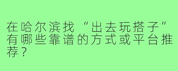 在哈尔滨找“出去玩搭子”有哪些靠谱的方式或平台推荐?