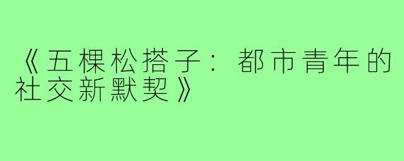 《五棵松搭子：都市青年的社交新默契》