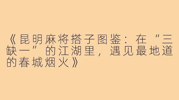 《昆明麻将搭子图鉴:在“三缺一”的江湖里,遇见最地道的春城烟火》
