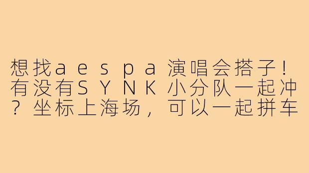 想找aespa演唱会搭子！有没有SYNK小分队一起冲？坐标上海场，可以一起拼车/应援/嗨现场，散场后还能约夜宵复盘舞台~