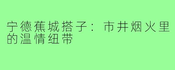 宁德蕉城搭子:市井烟火里的温情纽带