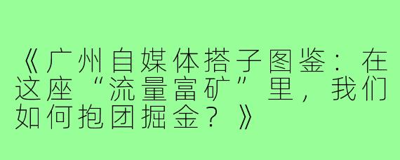 《广州自媒体搭子图鉴：在这座“流量富矿”里，我们如何抱团掘金？》