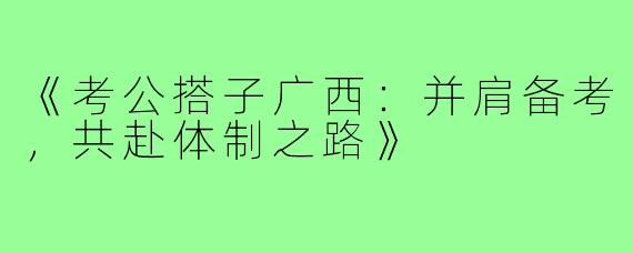 《考公搭子广西:并肩备考,共赴体制之路》