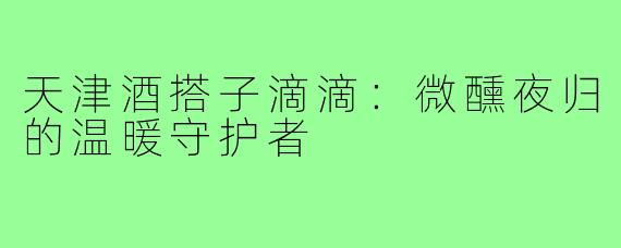 天津酒搭子滴滴:微醺夜归的温暖守护者