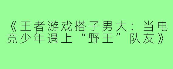 《王者游戏搭子男大：当电竞少年遇上“野王”队友》