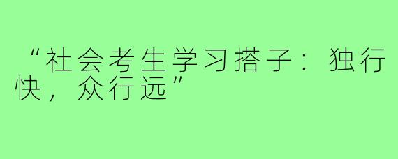 “社会考生学习搭子：独行快，众行远”