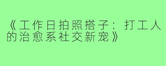 《工作日拍照搭子：打工人的治愈系社交新宠》