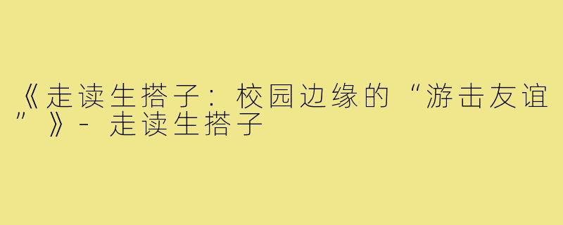 《走读生搭子：校园边缘的“游击友谊”》