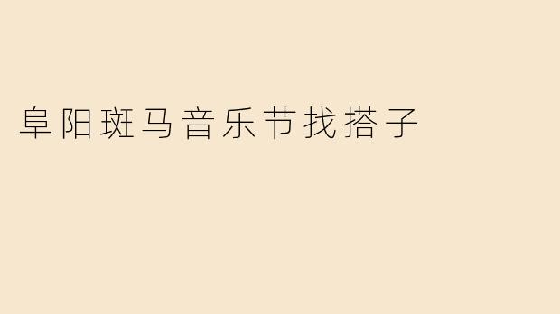 阜阳斑马音乐节找搭子