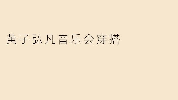 黄子弘凡音乐会穿搭