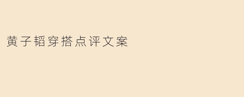 黄子韬穿搭点评文案