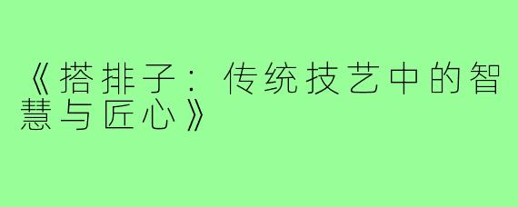 《搭排子:传统技艺中的智慧与匠心》