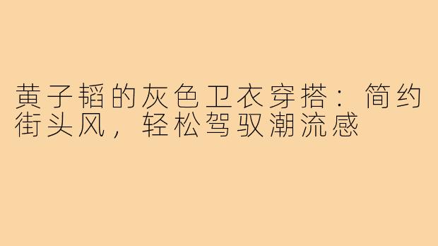 黄子韬的灰色卫衣穿搭:简约街头风,轻松驾驭潮流感