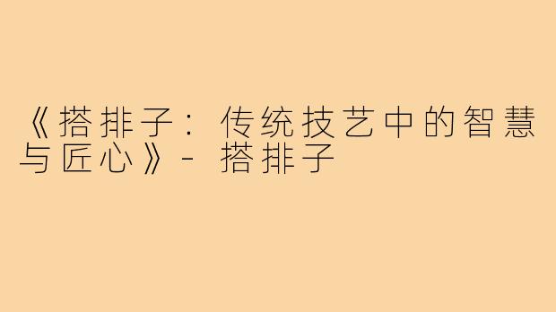 《搭排子:传统技艺中的智慧与匠心》-搭排子