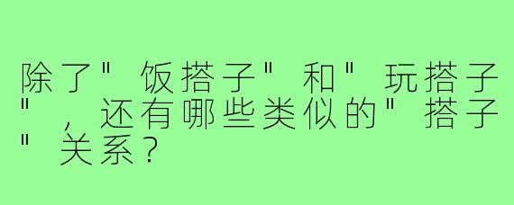 除了"饭搭子"和"玩搭子"，还有哪些类似的"搭子"关系？