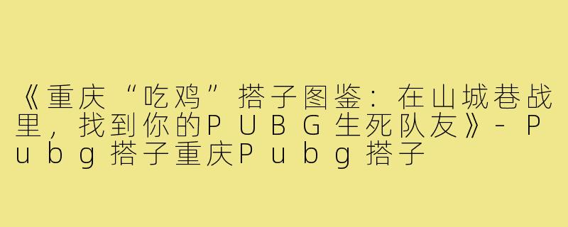 《重庆“吃鸡”搭子图鉴：在山城巷战里，找到你的PUBG生死队友》-Pubg搭子重庆Pubg搭子