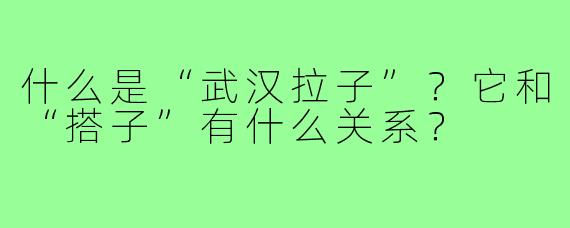 什么是“武汉拉子”?它和“搭子”有什么关系?