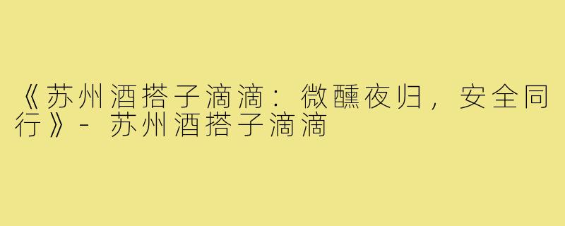 《苏州酒搭子滴滴:微醺夜归,安全同行》-苏州酒搭子滴滴