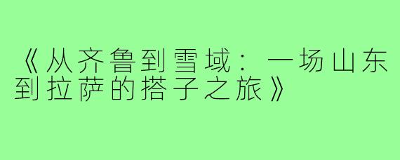 《从齐鲁到雪域：一场山东到拉萨的搭子之旅》