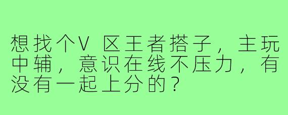 想找个V区王者搭子,主玩中辅,意识在线不压力,有没有一起上分的?