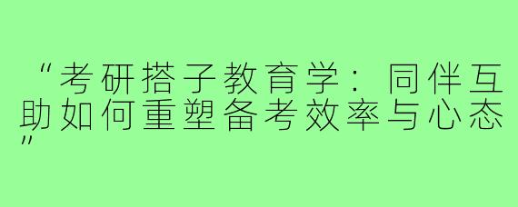 “考研搭子教育学：同伴互助如何重塑备考效率与心态”