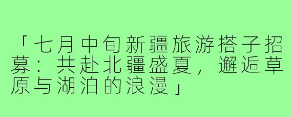 「七月中旬新疆旅游搭子招募：共赴北疆盛夏，邂逅草原与湖泊的浪漫」
