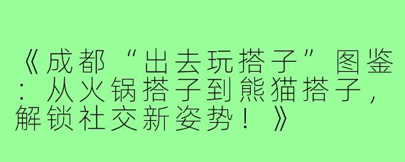 《成都“出去玩搭子”图鉴：从火锅搭子到熊猫搭子，解锁社交新姿势！》