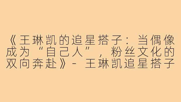 《王琳凯的追星搭子：当偶像成为“自己人”，粉丝文化的双向奔赴》-王琳凯追星搭子