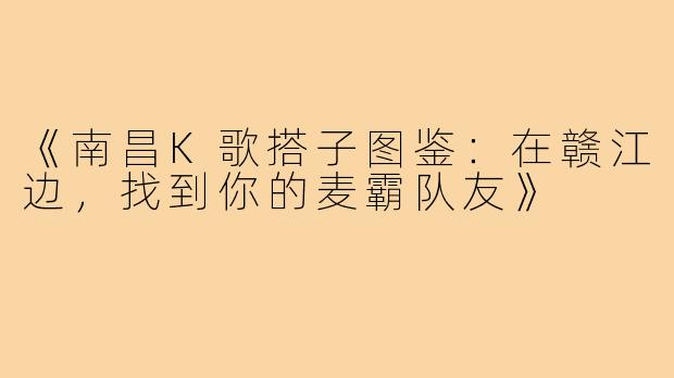 《南昌K歌搭子图鉴:在赣江边,找到你的麦霸队友》