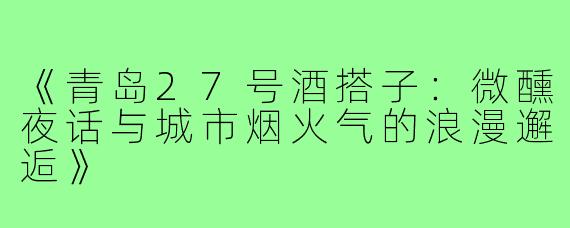 《青岛27号酒搭子:微醺夜话与城市烟火气的浪漫邂逅》