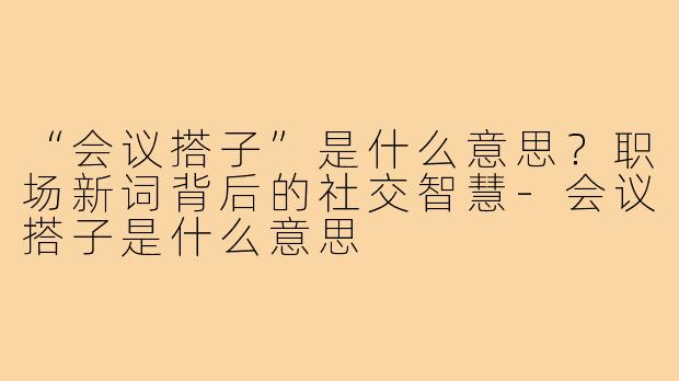 “会议搭子”是什么意思?职场新词背后的社交智慧-会议搭子是什么意思