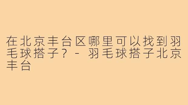 在北京丰台区哪里可以找到羽毛球搭子？-羽毛球搭子北京丰台