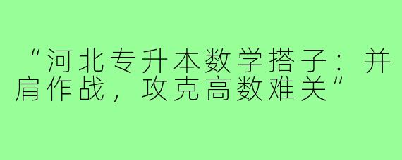 “河北专升本数学搭子：并肩作战，攻克高数难关”