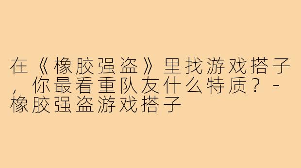 在《橡胶强盗》里找游戏搭子,你最看重队友什么特质?-橡胶强盗游戏搭子